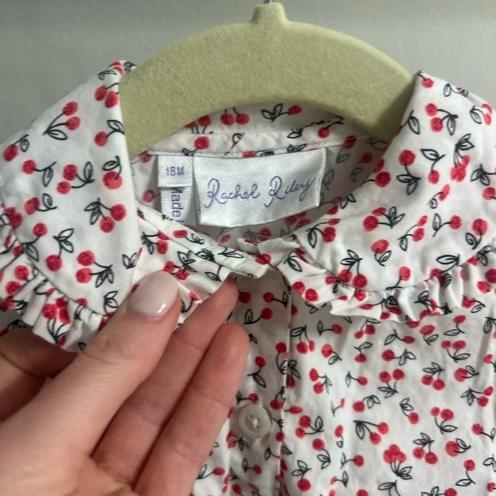 Rachel Riley Cherry Button up blouse! 18 months Excellent condition!100% cotton